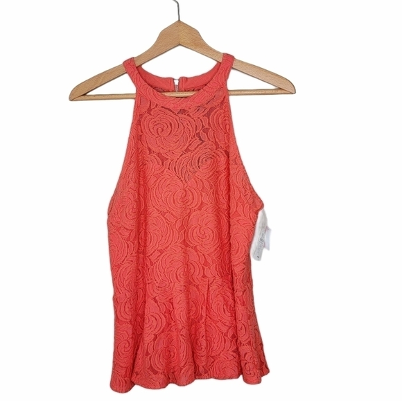 NWT Patterson J. Kincaid | Orange Lace Halter Top Size Large - Picture 1 of 7